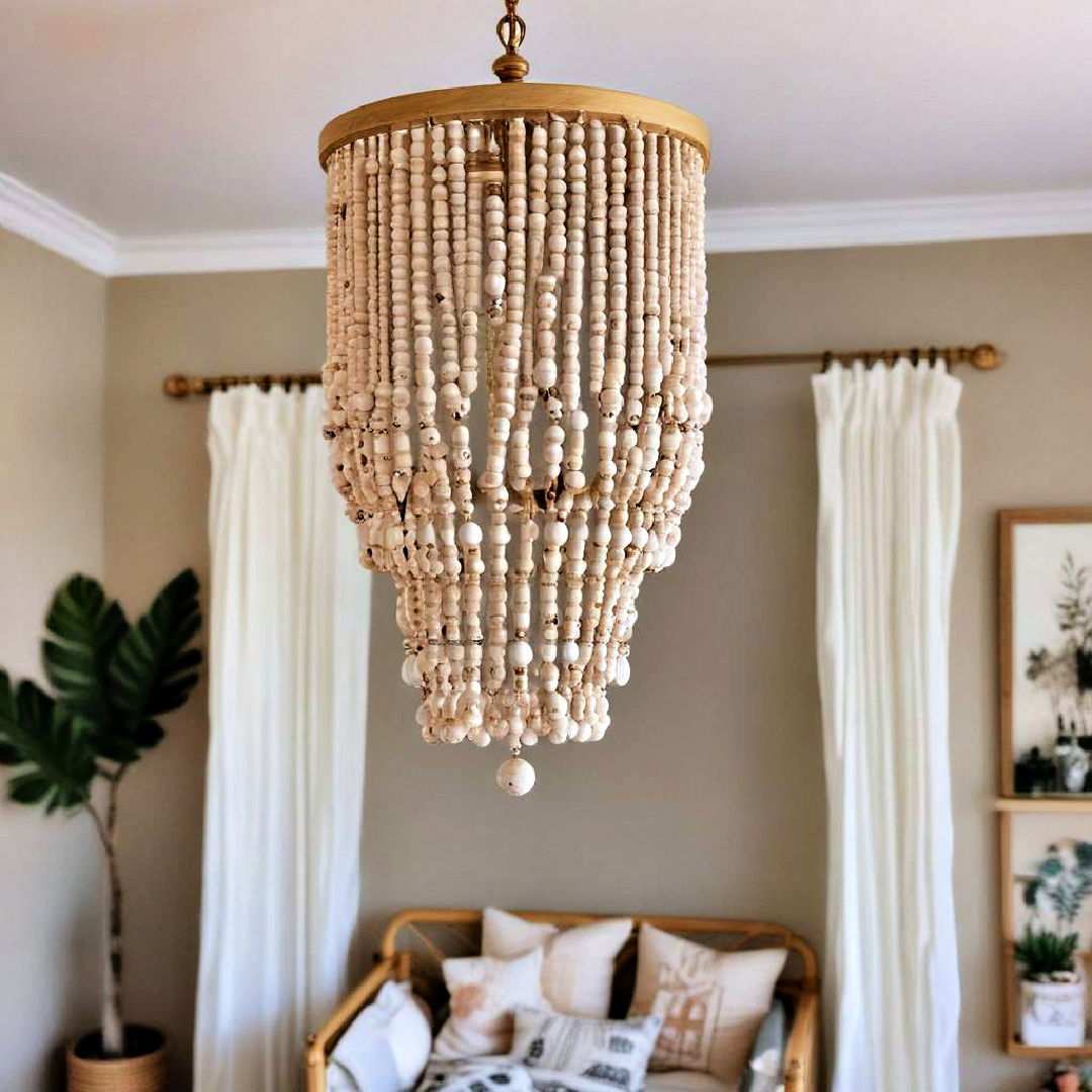 wooden bead chandelier